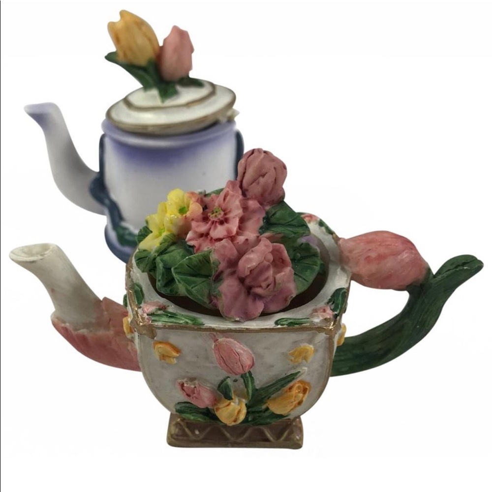 2 pc mini tea pot porcelain set